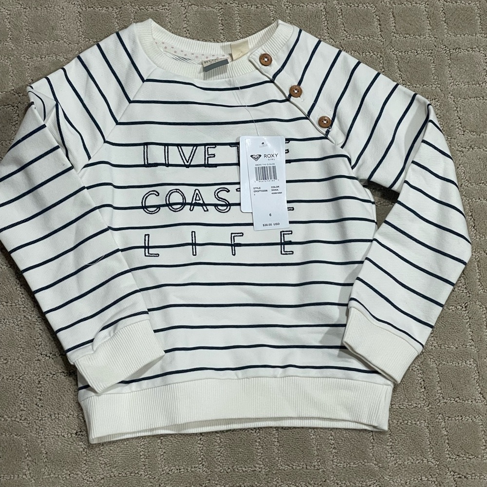 NWT Roxy sweatshirt Girls size 6